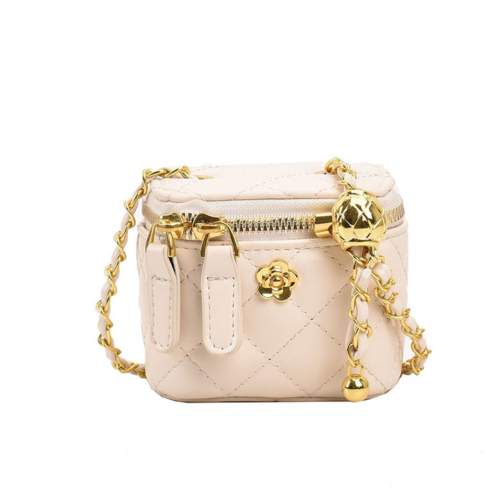 Camellia Flower Gold Ball Chain Crossbody Bag Lipstick Bag