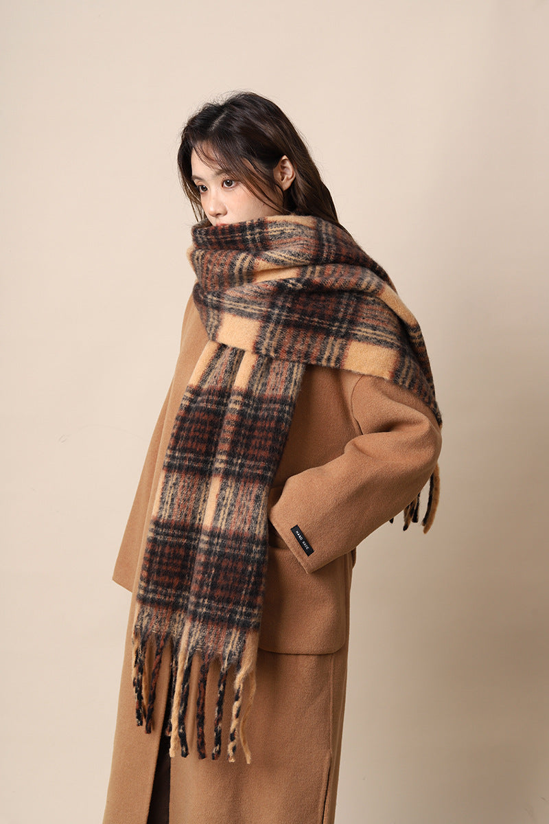 Solid color large warm scarf  windproof velvet shawl scarf