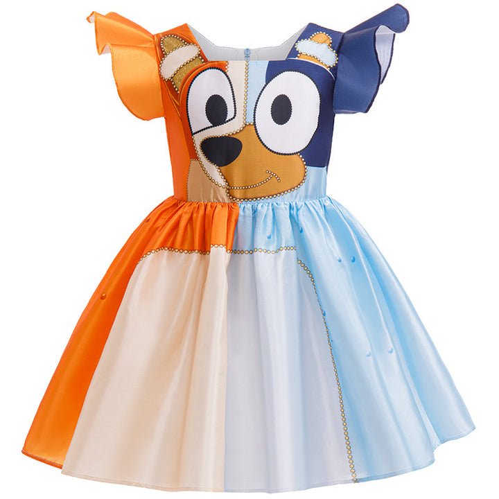 Girls' Bluey Cartoon inspired dress birthday dress