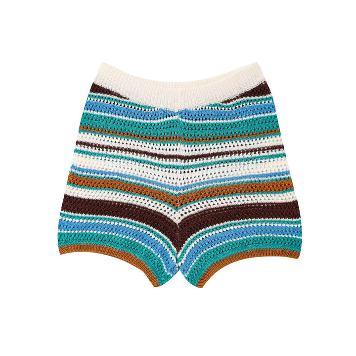 Crochet Lapel Short Sleeve Top&Shorts Set