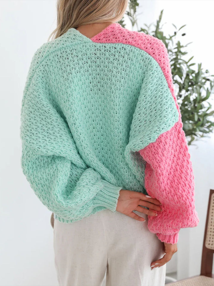Women's Color Block Loose cozy Knitted Cardigan