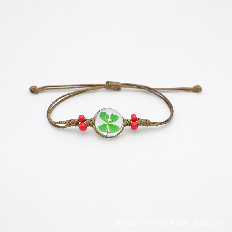 St. Patrick's Day braided beads clover bracelet
