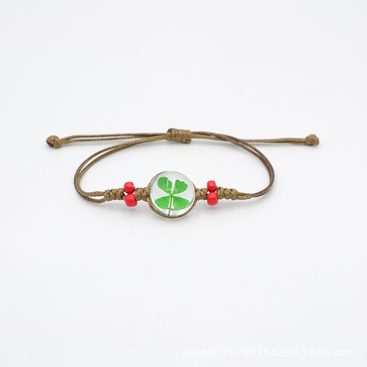 St. Patrick's Day braided beads clover bracelet