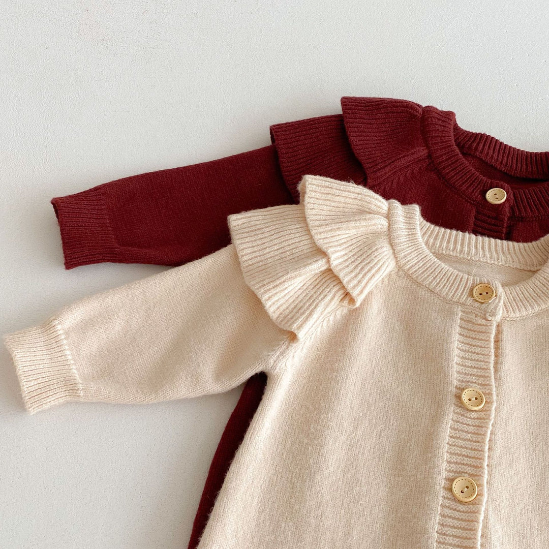 Baby knitted flying sleeve romper newborn onesie