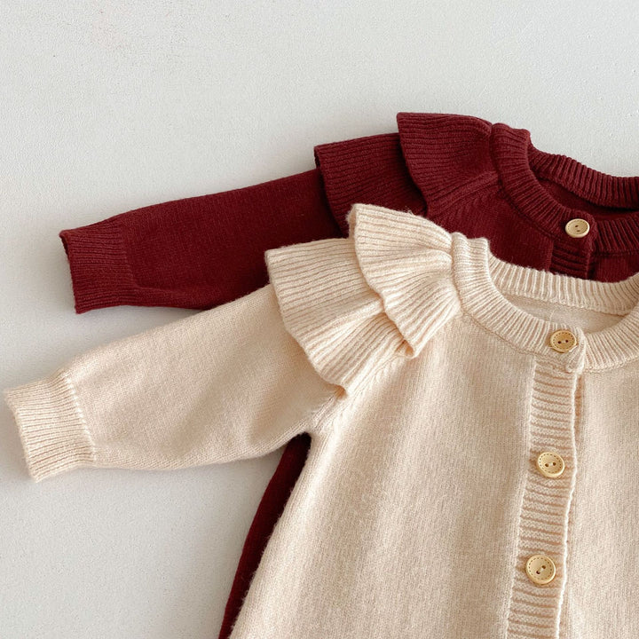 Baby knitted flying sleeve romper newborn onesie