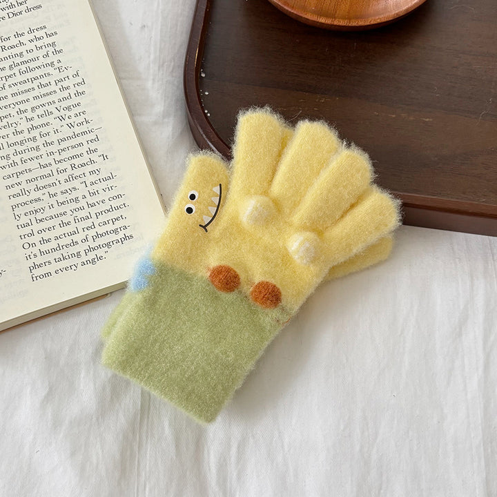 Cute Crocodile Print Children's Gloves for Winter