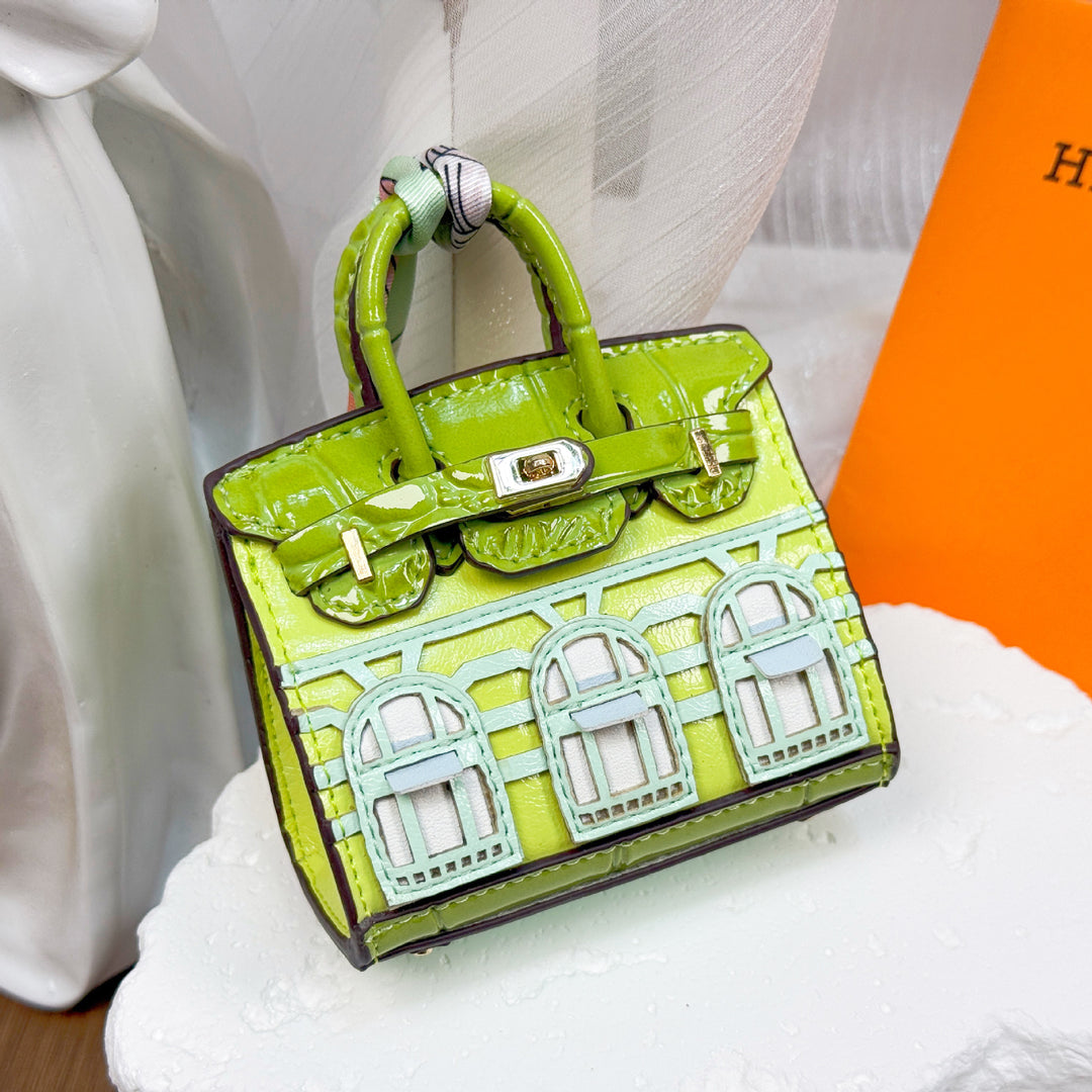 Mini House Bag Charm designer Bag Pendant-Oil wax series