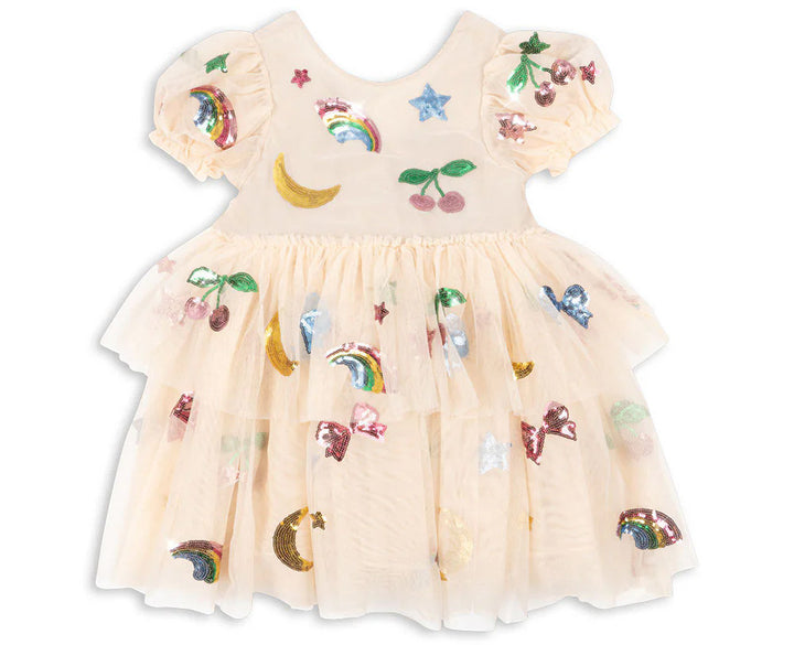 Rainbow sequin fairy tale dream tutu puff dress for girls-preorder