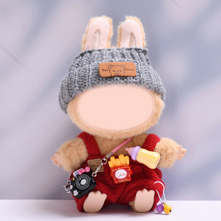 Labubu cute overalls camera 3pcs set doll clothes