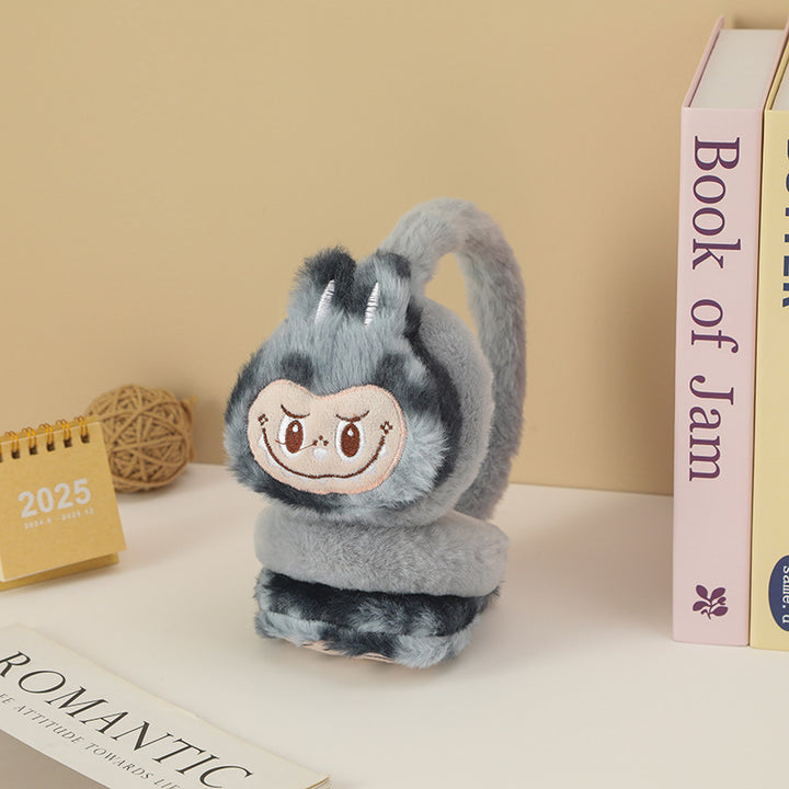 Cute monster plush furry earwarmers cartoon winter earmuffs