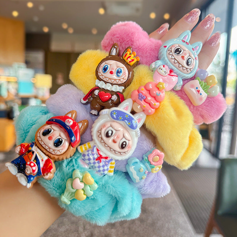 Funny Labubu plush hair rope labubu hair rubber band