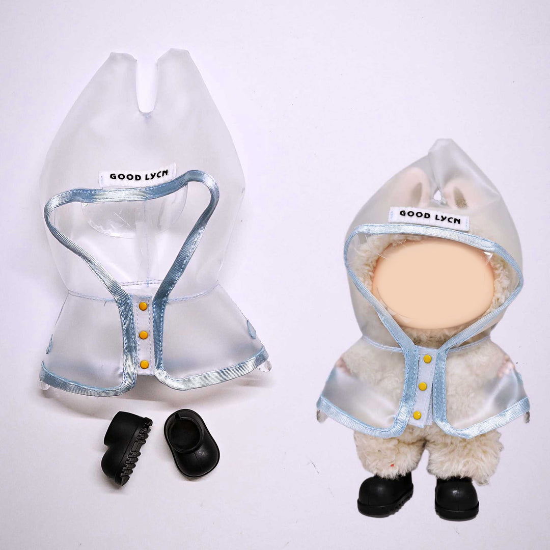 Labubu transparent raincoat&rain boots 2pcs set