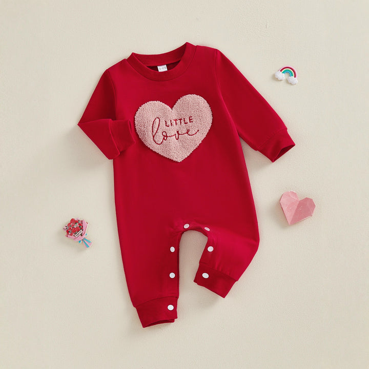 Baby Valentine's Chenille embroidered love heart romper