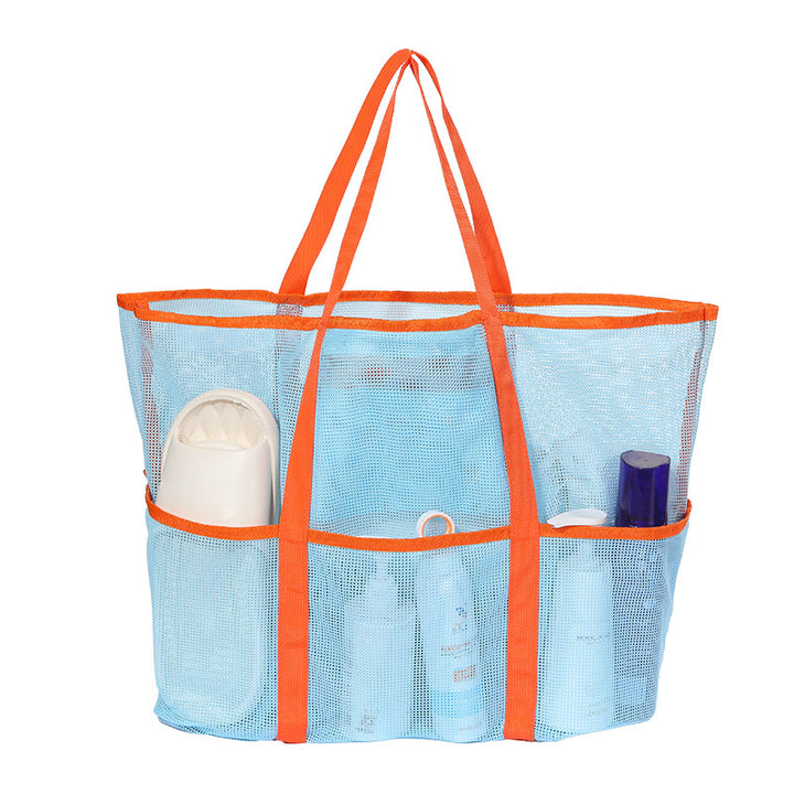 Contrast color mesh hollow beach bag