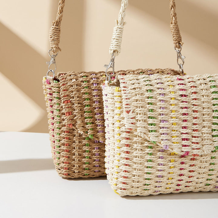 Colorful flip straw bags woven beach bags for women