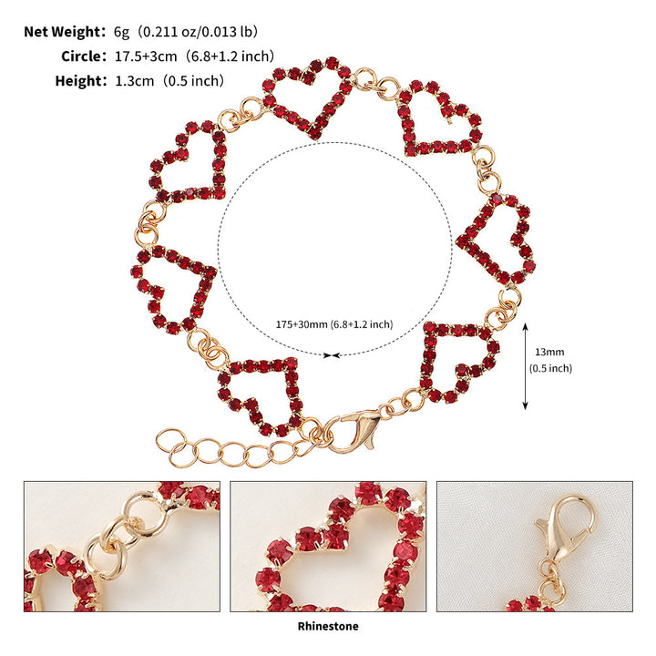 Valentine's Heart-shaped rhinestone bracelet for women