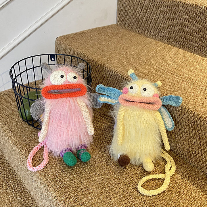 Crochet Big Mouth Elf crossbody Bag Handmade Mini Purse