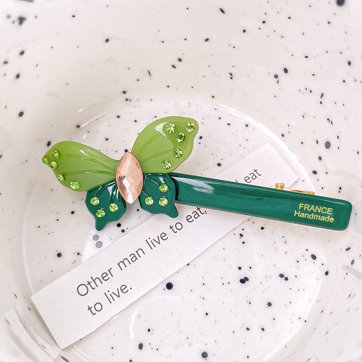 Diamond butterfly duckbill hair clip
