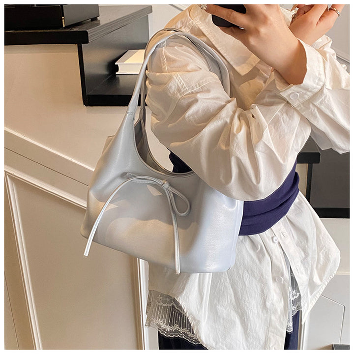 Bowknot PU leather large capacity shoulder bag