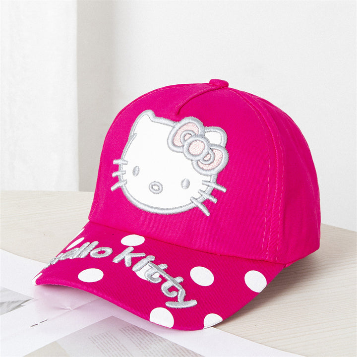 Girls summer kitten embroidered baseball cap