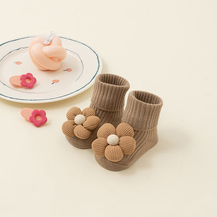 Newborn baby non-slip cotton flower socks