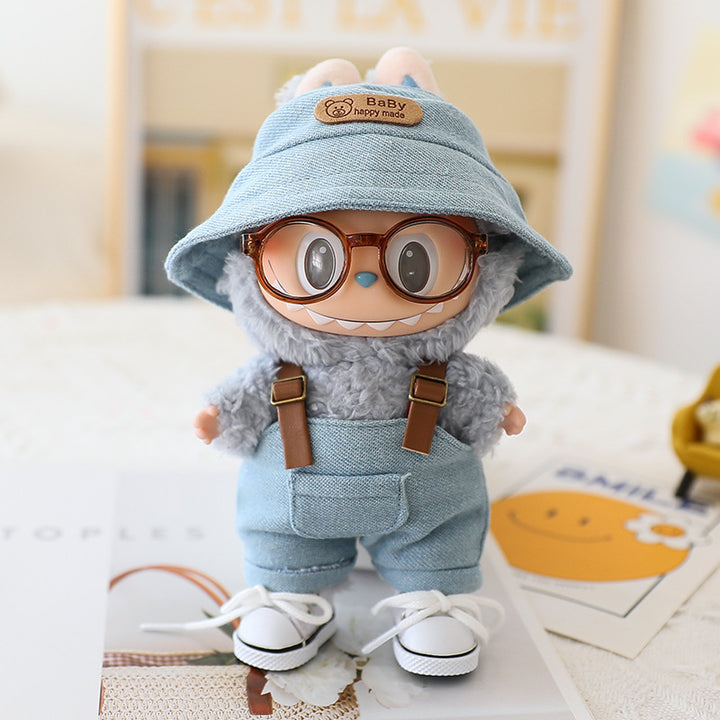 Summer overalls 4pcs set for labubu dolls clothes