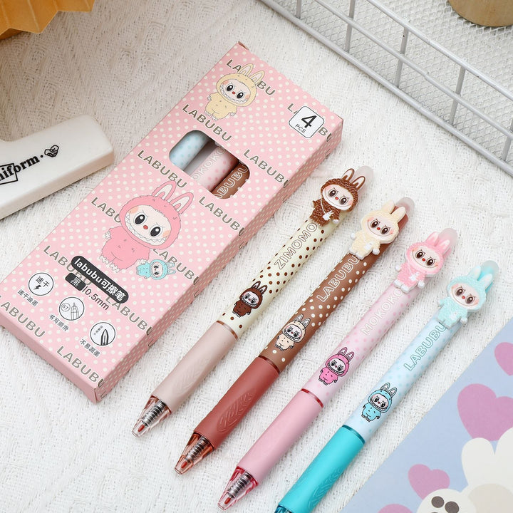 Cute monster patch erasable press gel pen -4pcs set