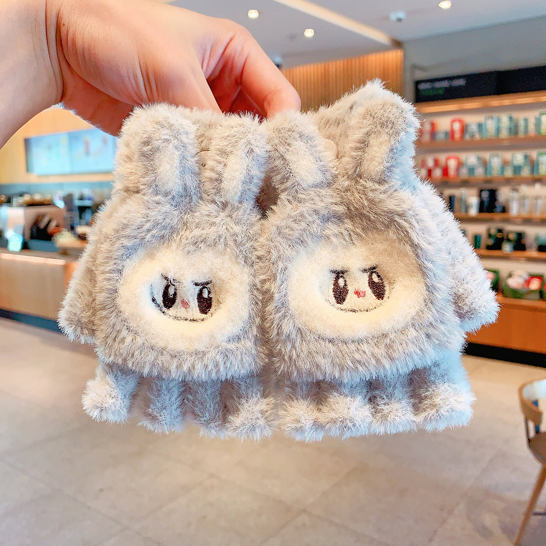 Cute monster Convertible Flip Top furry gloves for kids