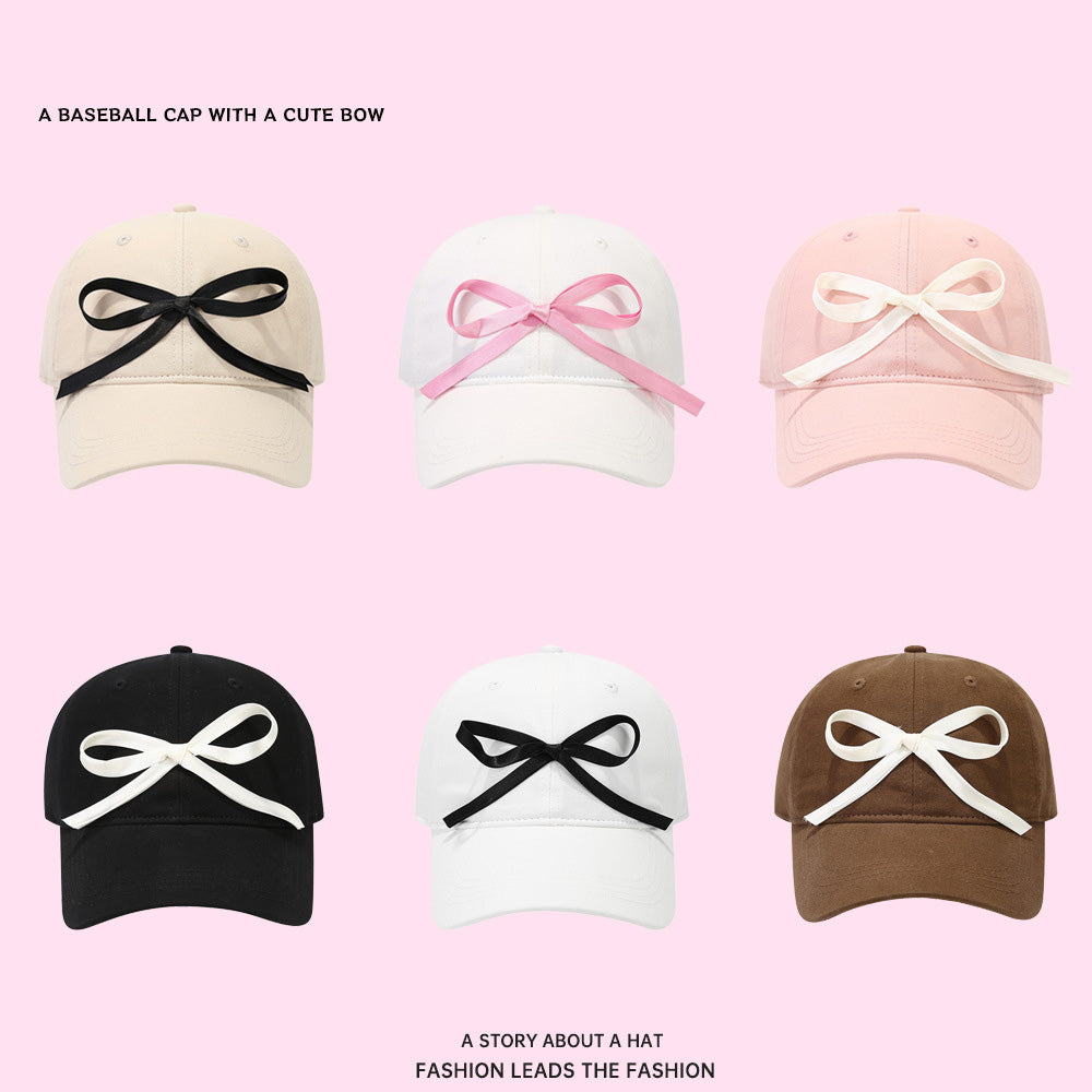 Bow baseball cap sweet ribbon deco baseball cap