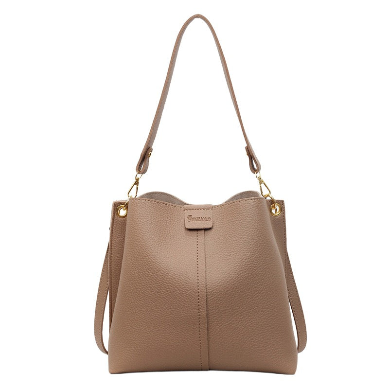 Large-capacity bucket shoulder bag for women