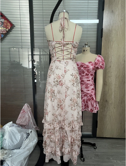 Vacation Spliced Ruffles Hem Front-Slit dress