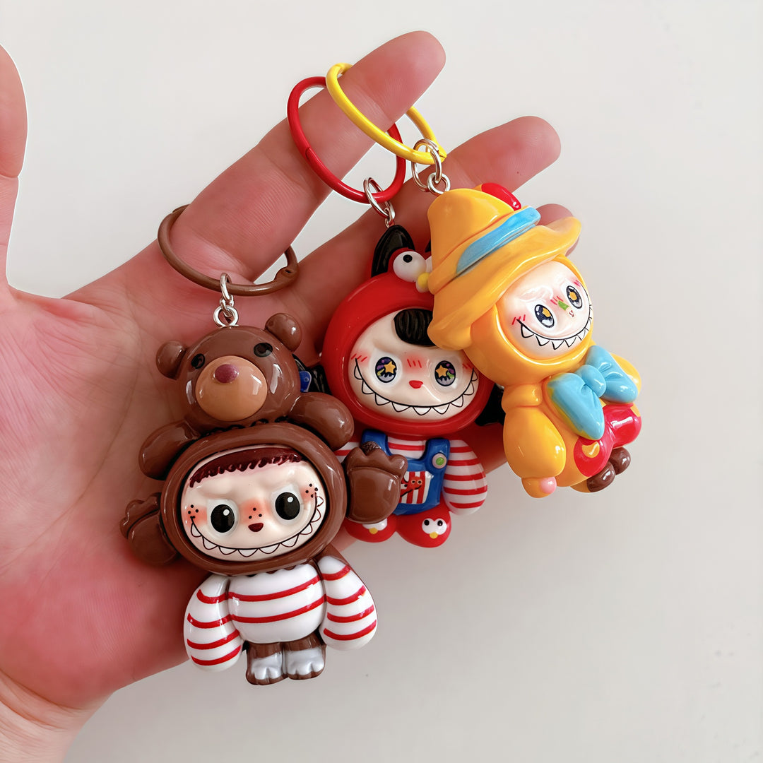 Cross-dressing Labub keychain pendant