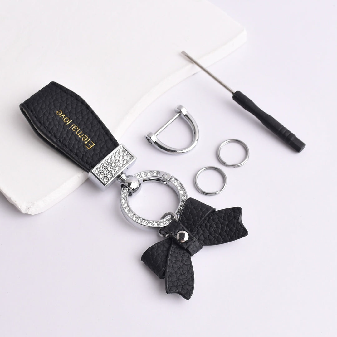 Bow diamond keychain ladies bag decorations pendant