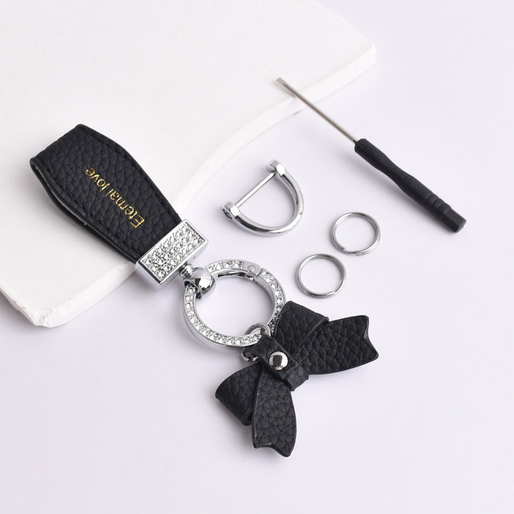 Bow diamond keychain ladies bag decorations pendant