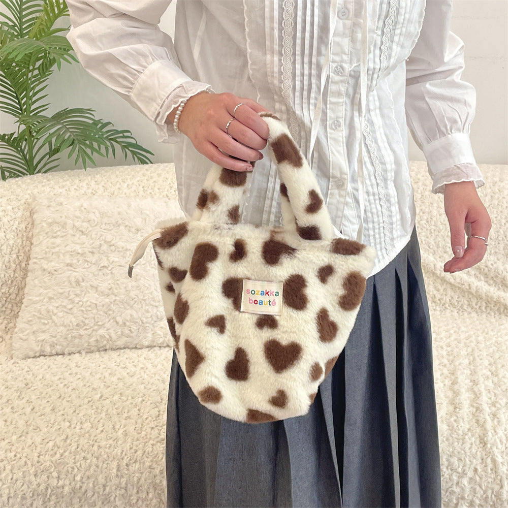 Plush furry small handbag for winter