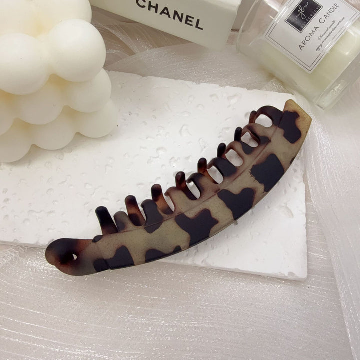 Retro leopard print banana hairclip for women