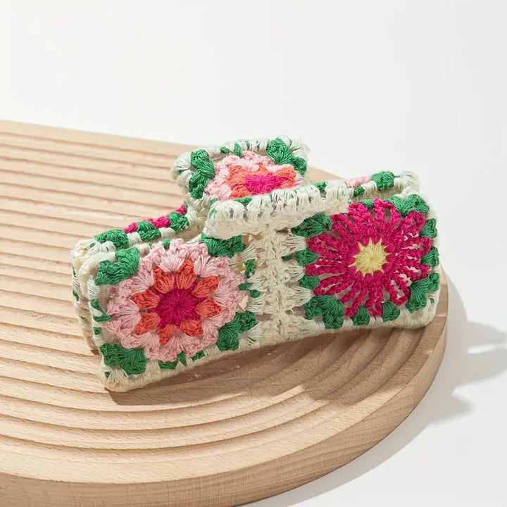 Flower knitted holiday style shark hair clip