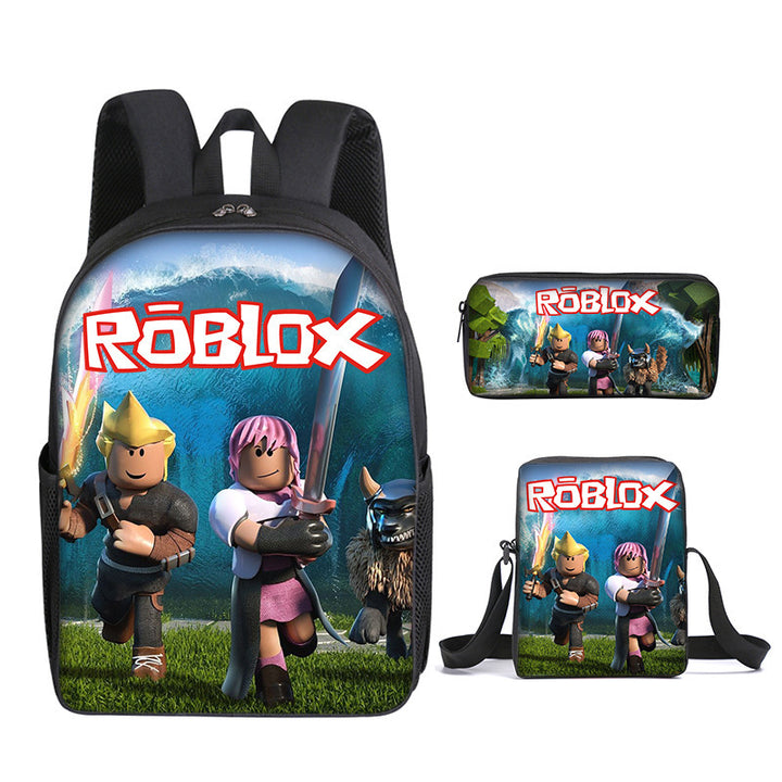 Roblox theme schoolbag students backpack 3pcs set