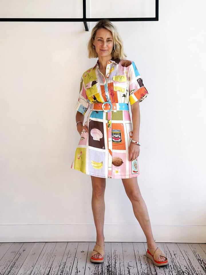 Summer vibe Linen belt shirt dress