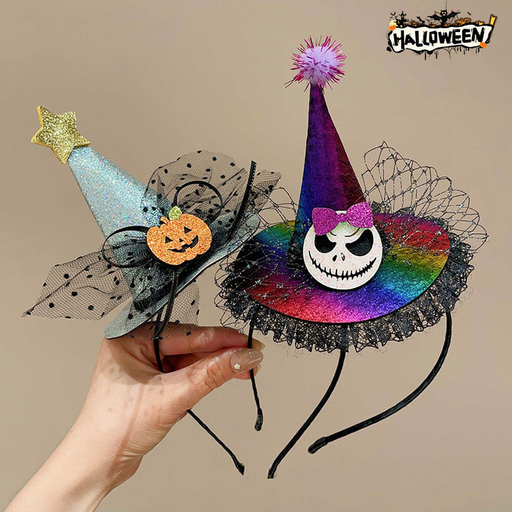 Halloween funny pumpkin witch hat headband for kids-2pcs set
