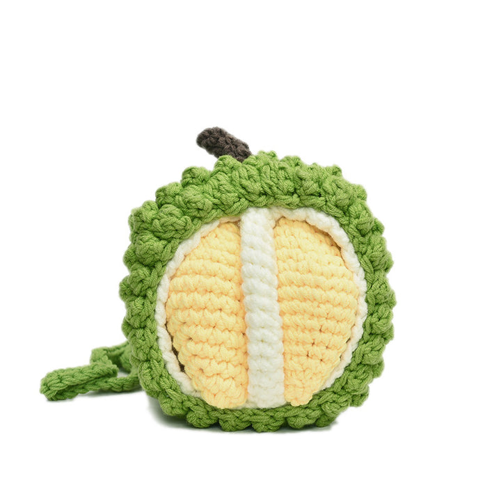 Handmade crochet durian shoulder bag cute mini fruit handbag