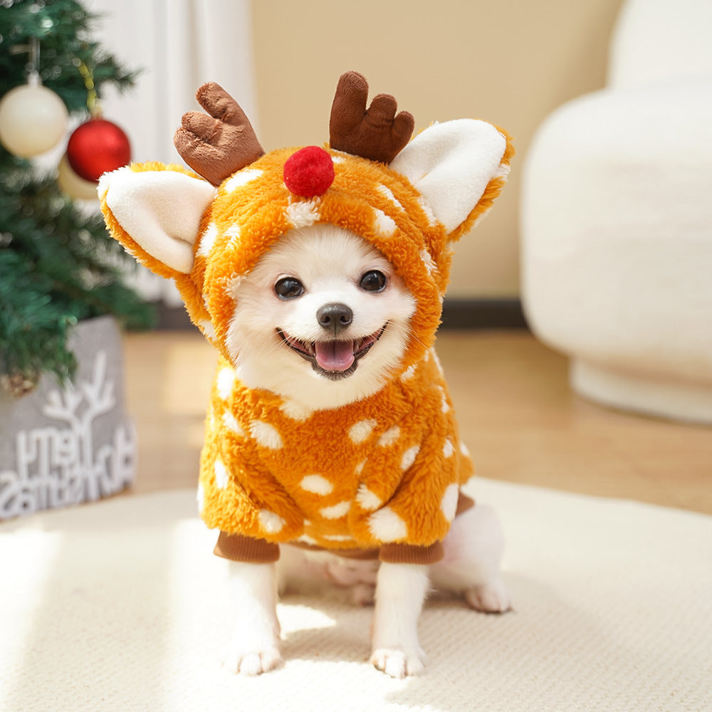 Pet dog cat Christmas elk costumes Christmas pet clothes