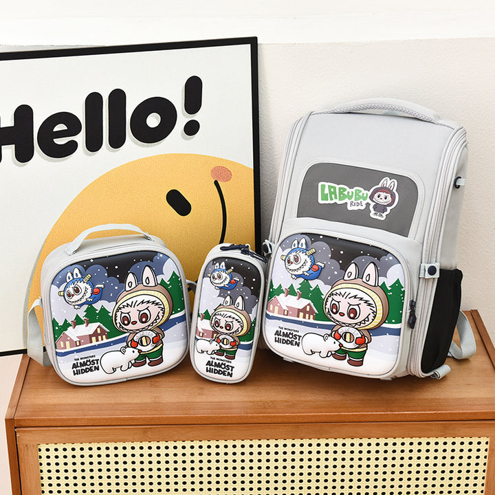 3D hard shell student labubu backpack student backpack 3pcs set