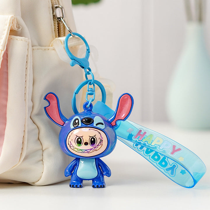 Stitch labubu Keychain Cute labubu pendant