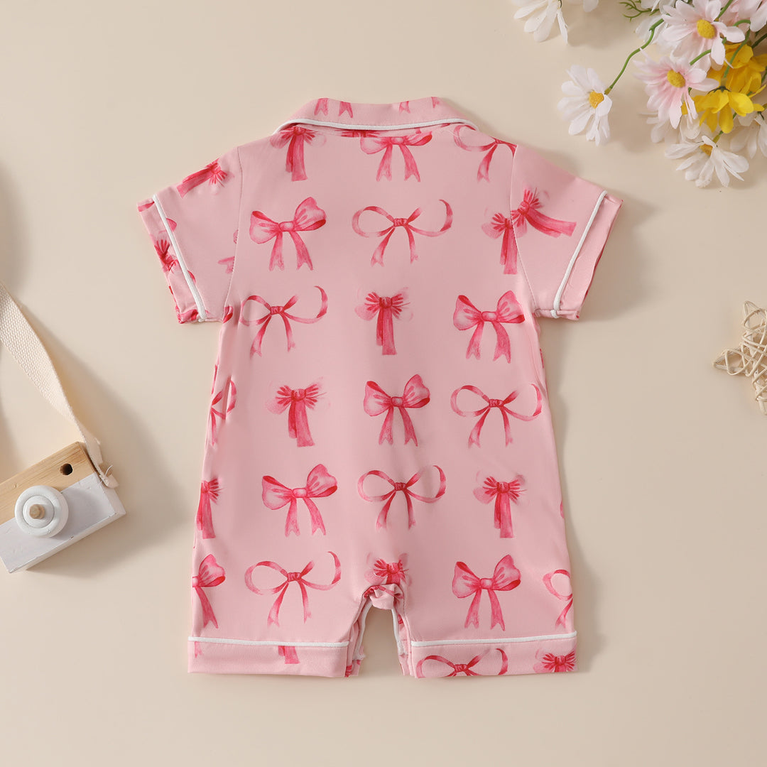 Baby bow printed Pajamas Romper