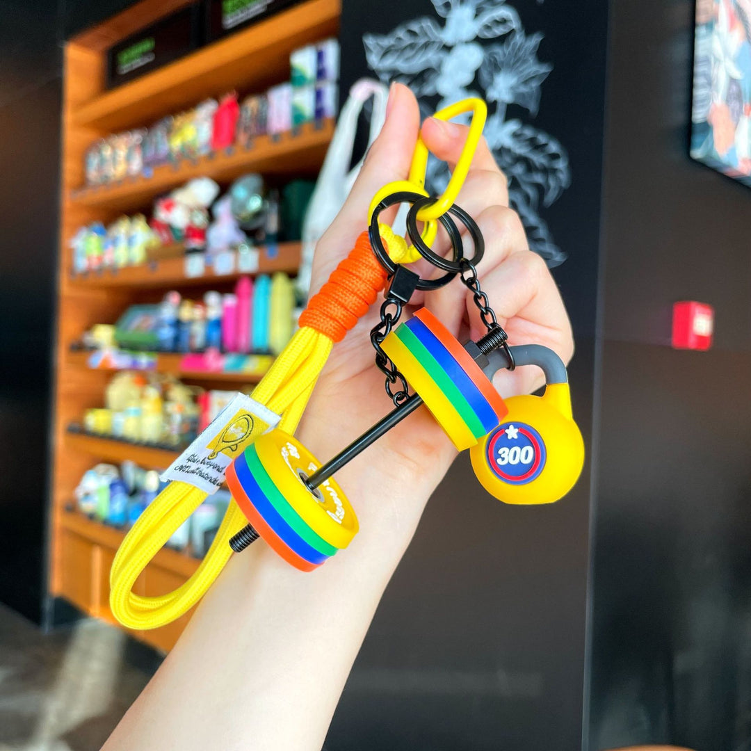 Fitness Series Silicone barbell Keychain Creative Gift