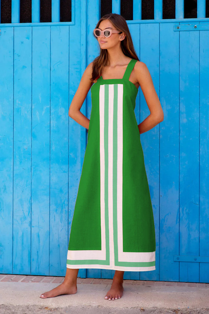 Color Block Square Neck Dress for vacation