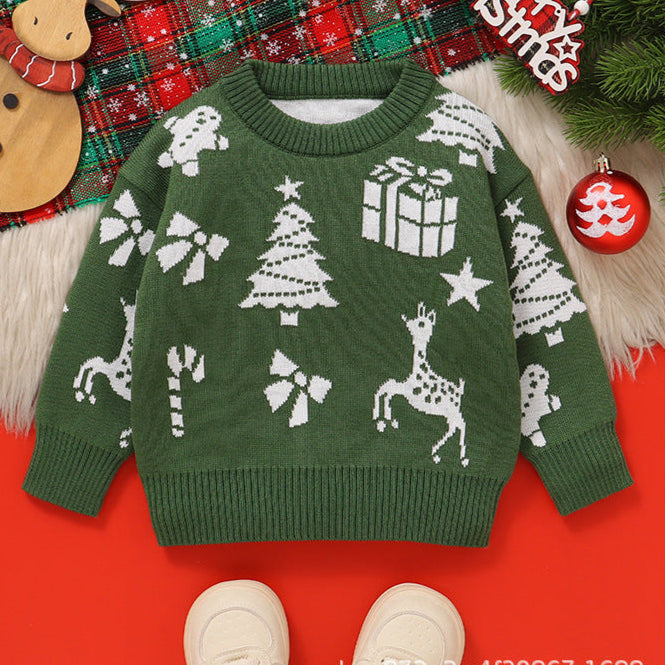 Cute Christmas jacquard holiday sweaters for kids