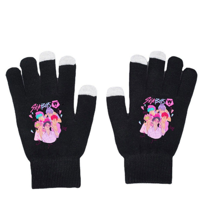 KPOP demon hunters Printed Knitted Touch Screen Gloves