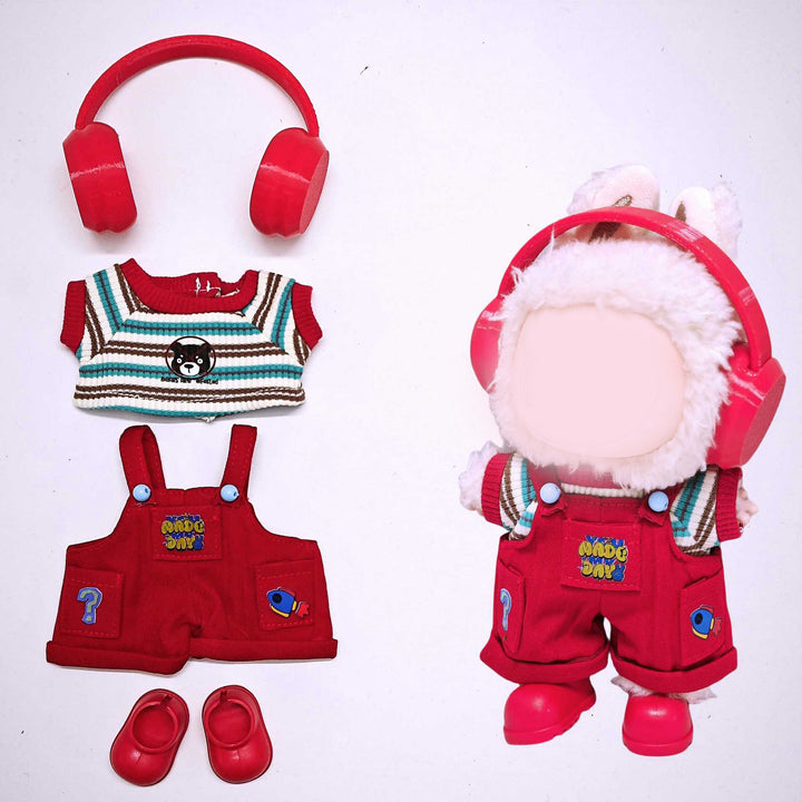 Labubu Red overalls 4pcs set